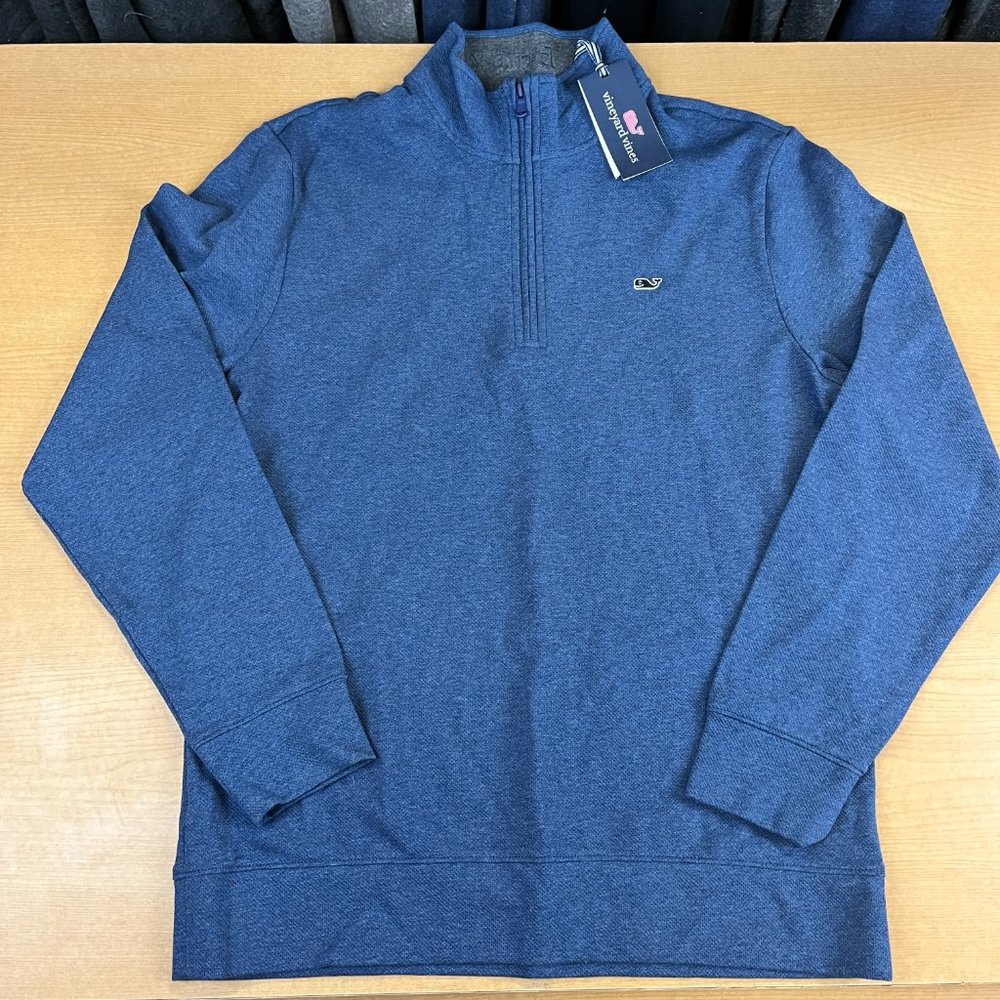 Vineyard Vines Sweater Mens Medium Half Zip Pullover Saltwater Blue